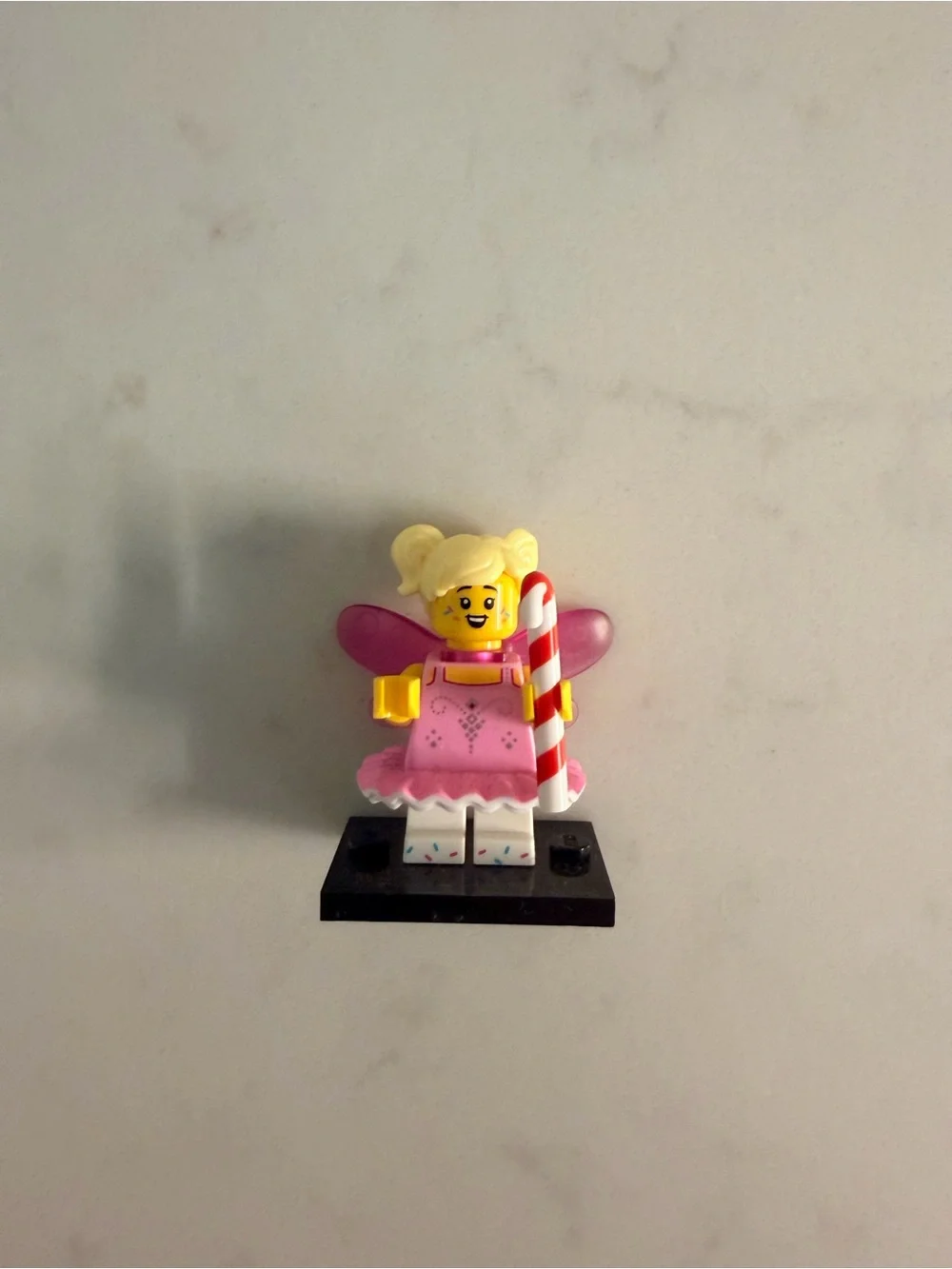 LEGO Pink Fairy Minifigure with Yellow Hair and Candy Cane